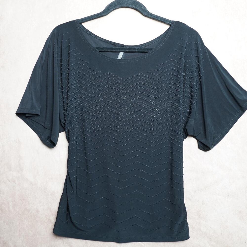 Bleeker McDougal Beaded Black Top Y2K Large